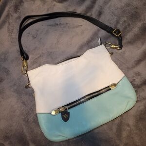 orYANY Italian Leather White And Seafoam Crossbody Bag